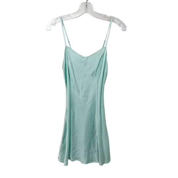 Vintage Victoria's Secret Teal Silk Slip Mini Dress Lingerie - Size Small - Picture 1 of 7